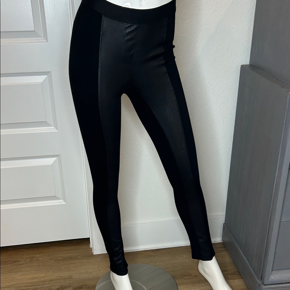 BCBG MAXAZRIA Sleek Black Women's Leather Look Leggings XXS